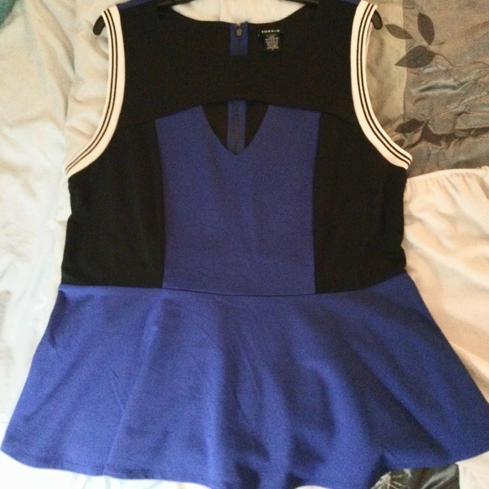 Torrid Black and Blue Sleeveless Peplum!